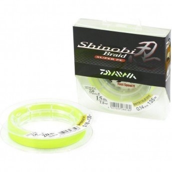 Плетеная леска DAIWA Shinobi Braid - 50 Lb (0.28мм) - 135м (ярко-жёлтая)